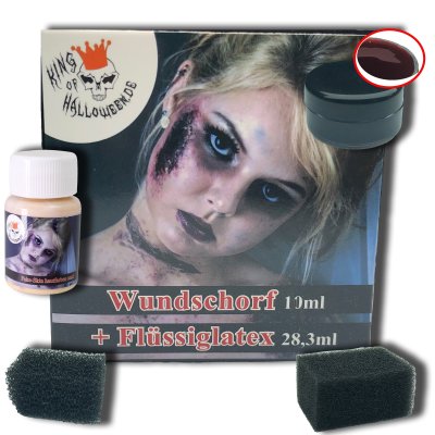 King Of Halloween Wundschorf + Flüssiglatex (10+28,3ml) mit 2 Schwämme