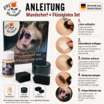 Halloween SFX Make-up Set – Wundschorf 10 ml + Flüssiglatex Nude 28,3 ml + 2 Schwämme – für Zombie, Narben, Krusten, 3D-Effekte, Cosplay, Fasnacht & Mottoparty