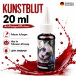 Kunstblut 20 ml Dickflüssig mit Dosierer – Rotes Halloween SFX Theaterblut für Vampir, Zombie, Horror Make-up, Cosplay, Fasching, Karneval & Mottoparty