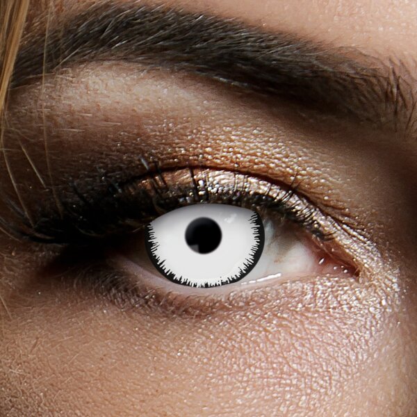 Kontaktlinsen Angelic White Mini Sclera 6 Monate, 17 mm, Halloween Zombie Vampir Hexe