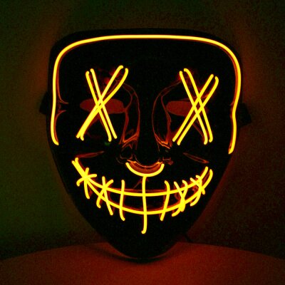 LED Maske mit gelben Leuchtschnüren