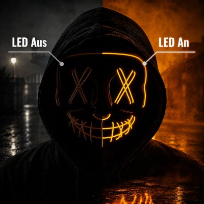 LED Maske mit gelben Leuchtschnüren