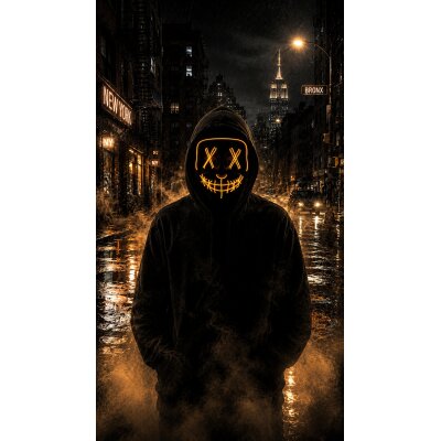 LED Maske mit gelben Leuchtschnüren