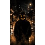 LED Maske mit gelben Leuchtschnüren