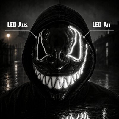 LED Halloween Maske Weiß mit 3 Leuchtmodi –...
