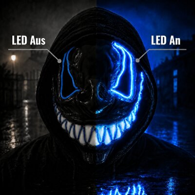 LED Halloween Maske Blau mit 3 Leuchtmodi –...