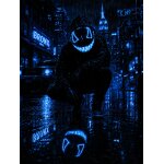 LED Halloween Maske Blau mit 3 Leuchtmodi – Leuchtende Gruselmaske mit verstellbarem Kopfband, batteriebetrieben, für Halloween, Karneval, Cosplay & Partys