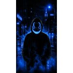 LED Halloween Maske Blau mit 3 Leuchtmodi – Leuchtende Gruselmaske mit verstellbarem Kopfband, batteriebetrieben, für Halloween, Karneval, Cosplay & Partys