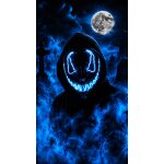 LED Halloween Maske Blau mit 3 Leuchtmodi – Leuchtende Gruselmaske mit verstellbarem Kopfband, batteriebetrieben, für Halloween, Karneval, Cosplay & Partys