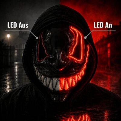 LED Halloween Maske Rot mit 3 Leuchtmodi –...