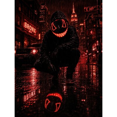 LED Halloween Maske Rot mit 3 Leuchtmodi – Leuchtende Gruselmaske mit verstellbarem Kopfband, batteriebetrieben, für Halloween, Karneval, Cosplay & Partys