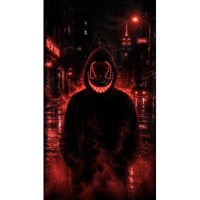 LED Halloween Maske Rot mit 3 Leuchtmodi – Leuchtende Gruselmaske mit verstellbarem Kopfband, batteriebetrieben, für Halloween, Karneval, Cosplay & Partys