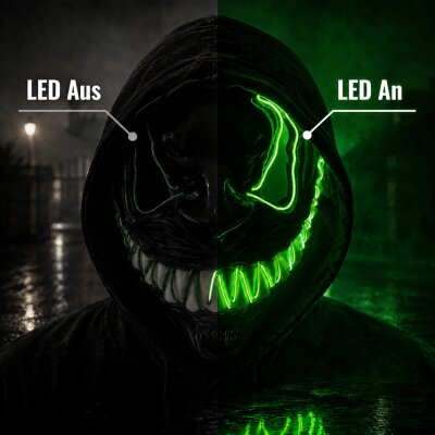 LED Halloween Maske Grün mit 3 Leuchtmodi –...