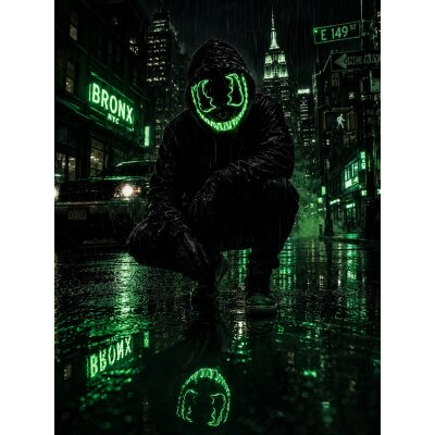 LED Halloween Maske Grün mit 3 Leuchtmodi – Leuchtende Gruselmaske mit verstellbarem Kopfband, batteriebetrieben, für Halloween, Karneval, Cosplay & Partys