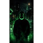 LED Halloween Maske Grün mit 3 Leuchtmodi – Leuchtende Gruselmaske mit verstellbarem Kopfband, batteriebetrieben, für Halloween, Karneval, Cosplay & Partys