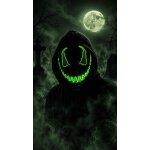 LED Halloween Maske Grün mit 3 Leuchtmodi – Leuchtende Gruselmaske mit verstellbarem Kopfband, batteriebetrieben, für Halloween, Karneval, Cosplay & Partys