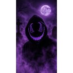 LED Halloween Maske Violett mit 3 Leuchtmodi – Leuchtende Gruselmaske mit verstellbarem Kopfband, batteriebetrieben, für Halloween, Karneval, Cosplay & Partys