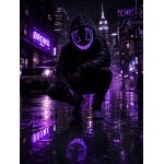 LED Halloween Maske Violett mit 3 Leuchtmodi – Leuchtende Gruselmaske mit verstellbarem Kopfband, batteriebetrieben, für Halloween, Karneval, Cosplay & Partys