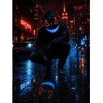 LED Halloween Maske Rot/Blau mit 3 Leuchtmodi – Leuchtende Gruselmaske mit verstellbarem Kopfband, batteriebetrieben, für Halloween, Karneval, Cosplay & Partys