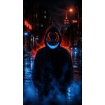 LED Halloween Maske Rot/Blau mit 3 Leuchtmodi – Leuchtende Gruselmaske mit verstellbarem Kopfband, batteriebetrieben, für Halloween, Karneval, Cosplay & Partys