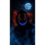 LED Halloween Maske Rot/Blau mit 3 Leuchtmodi – Leuchtende Gruselmaske mit verstellbarem Kopfband, batteriebetrieben, für Halloween, Karneval, Cosplay & Partys