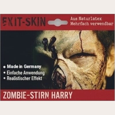 Zombie Stirn Harry Latexwunde mit Mastix-Hautkleber...
