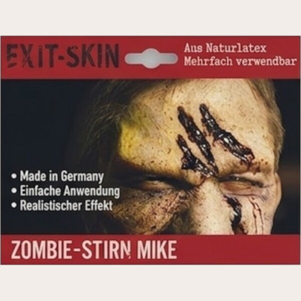 Zombie Stirn Mike Latexwunde mit Mastix-Hautkleber – Realistische SFX Latex-Applikation, wiederverwendbare künstliche Wunde für Halloween, Zombie Kostüm, Horror Make-up, Karneval, Cosplay, Mottoparty, Theater, Film, Spezialeffekte & Maskenbildner Zubehör