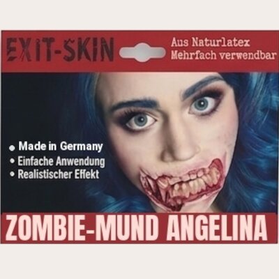 Zombie Mund Angelina Latexwunde mit Mastix-Hautkleber...