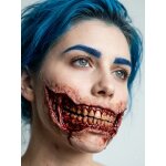 Zombie Mund Angelina Latexwunde mit Mastix-Hautkleber – Realistische SFX Latex-Applikation, wiederverwendbare künstliche Wunde für Halloween, Zombie Kostüm, Horror Make-up, Karneval, Cosplay, Mottoparty, Theater, Film, Spezialeffekte & Maskenbildner Zubeh