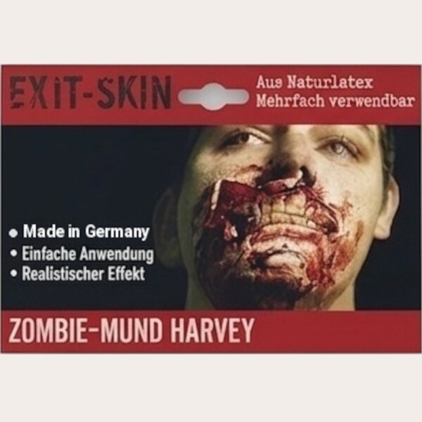Zombie Mund Harvey Latexwunde mit Mastix-Hautkleber – Realistische SFX Latex-Applikation, wiederverwendbare künstliche Wunde für Halloween, Zombie Kostüm, Horror Make-up, Karneval, Cosplay, Mottoparty, Theater, Film, Spezialeffekte & Maskenbildner Zubehör
