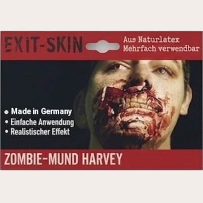 Zombie Mund Harvey Latexwunde mit Mastix-Hautkleber...