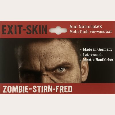 Zombie Stirn Fred Latexwunde mit Mastix-Hautkleber...