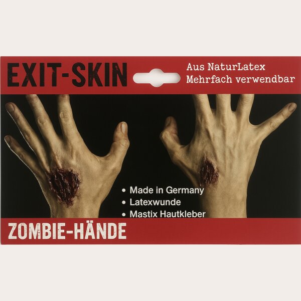 Zombie Hände Latexwunde mit Mastix-Hautkleber – Realistische SFX Latex-Applikation, wiederverwendbare künstliche Wunde für Halloween, Zombie Kostüm, Horror Make-up, Karneval, Cosplay, Mottoparty, Theater, Film, Spezialeffekte & Maskenbild