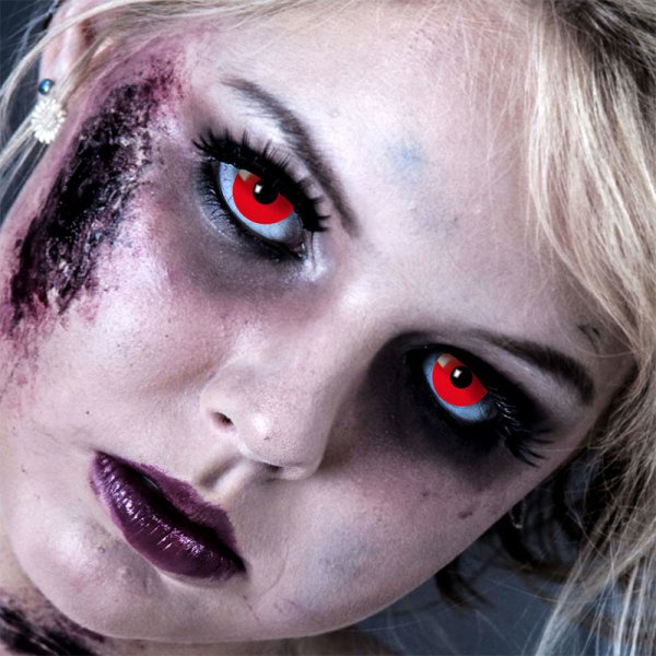 Kontaktlinsen Red Devil 3 Monate, Halloween Zombie Vampir, Rot