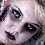 Kontaktlinsen Ork 3 Monate, Halloween Zombie Vampir, Gelb-Rot