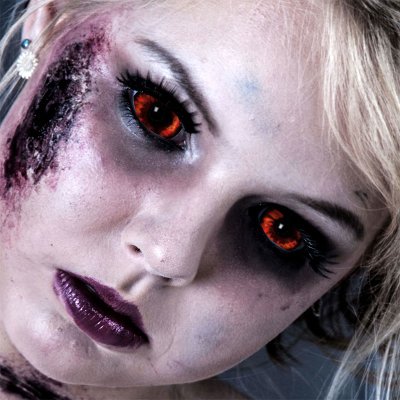 Kontaktlinsen Red Demon Sclera 6 Monate, Halloween Zombie Vampir Dämon