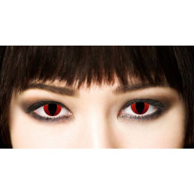 Farbig Rot/Schwarz Kontaktlinsen Red Cat 3 Monate