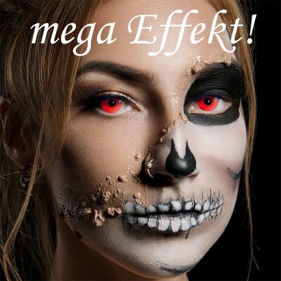 Kontaktlinsen Red Devil 1 Woche, Halloween Zombie Vampir, Rot