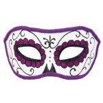 Sugar Skull Maske lila/weiß/schwarz La Violeta
