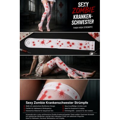 Halloween Zombie Krankenschwester Overknees Damen –...
