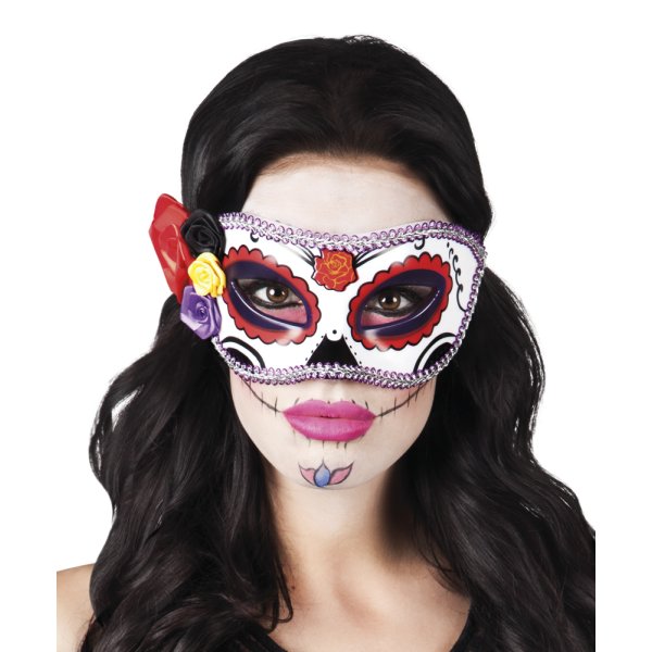Sugar Skull Maske rot/weiß La Seria