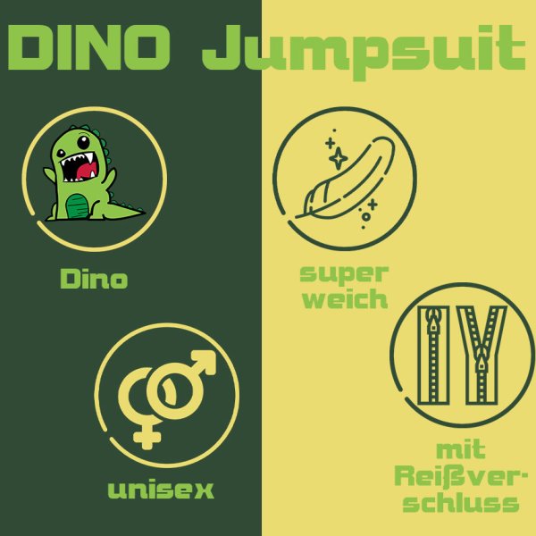 Jumpsuit Onesie Overall Schlafanzug Dino M