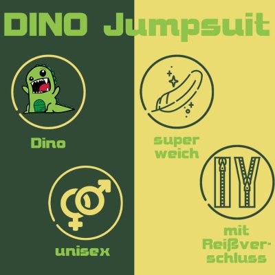 Jumpsuit Onesie Overall Schlafanzug Dino L