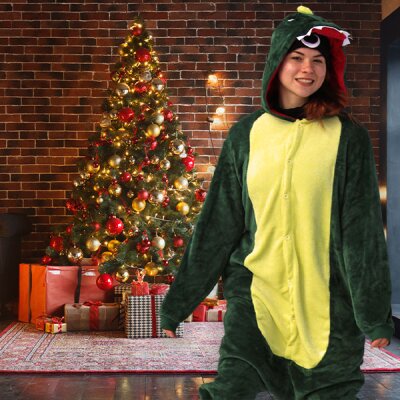 Jumpsuit Onesie Overall Schlafanzug Dino L