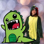 Jumpsuit Onesie Overall Schlafanzug Dino L