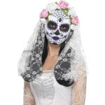 Day of the Dead Braut Maske mit Schleier+Rosen