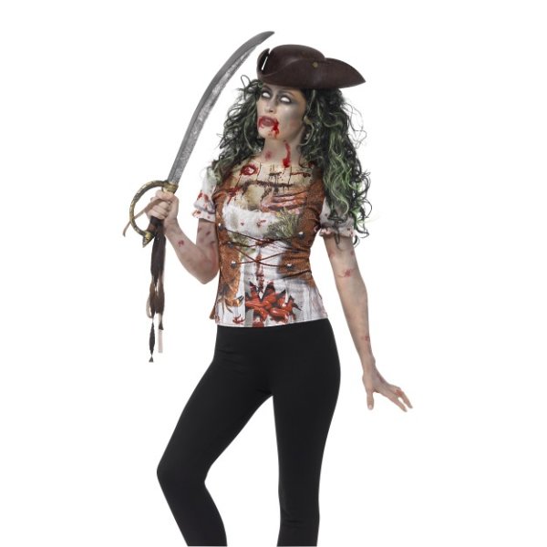 Smiffys Zombie Pirate Wench T-Shirt