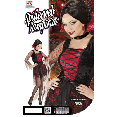 Kleid Spiderweb  Vampira rot/schwarz