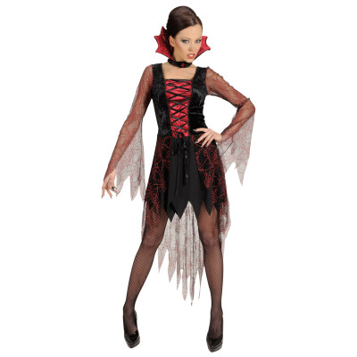 Kleid Spiderweb  Vampira rot/schwarz