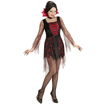 Kleid Spiderweb  Vampira rot/schwarz